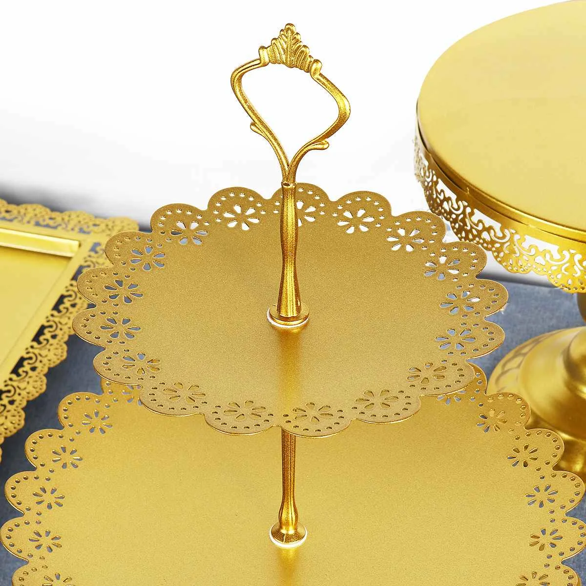 5/10 Piece Gold Cake Stand Set Round Metal Crystal Cupcake Dessert Display Pedestal Wedding Party Table Decoration | Дом и сад