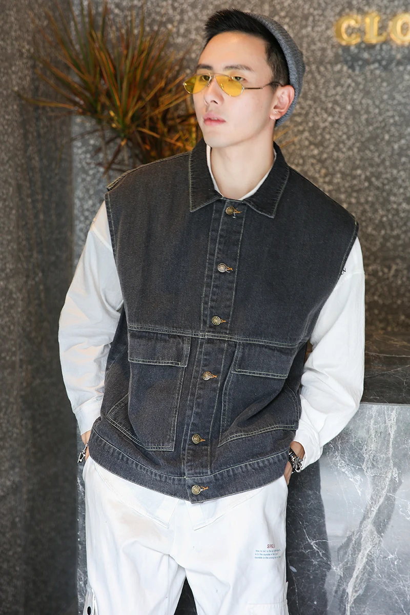 Джинсовый жилет летняя одежда тонкая хлопковая Свободная куртка в Корейском