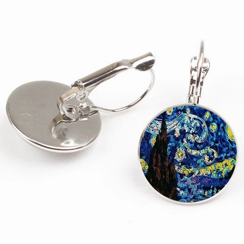 Серьги с изображением Ван Гога в стиле ретро Висячие круглые украшения