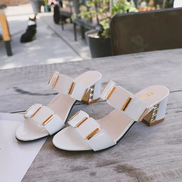 Женские босоножки на массивном каблуке сандалии с открытым носком лето 2018|Боссоножки и сандалии| |