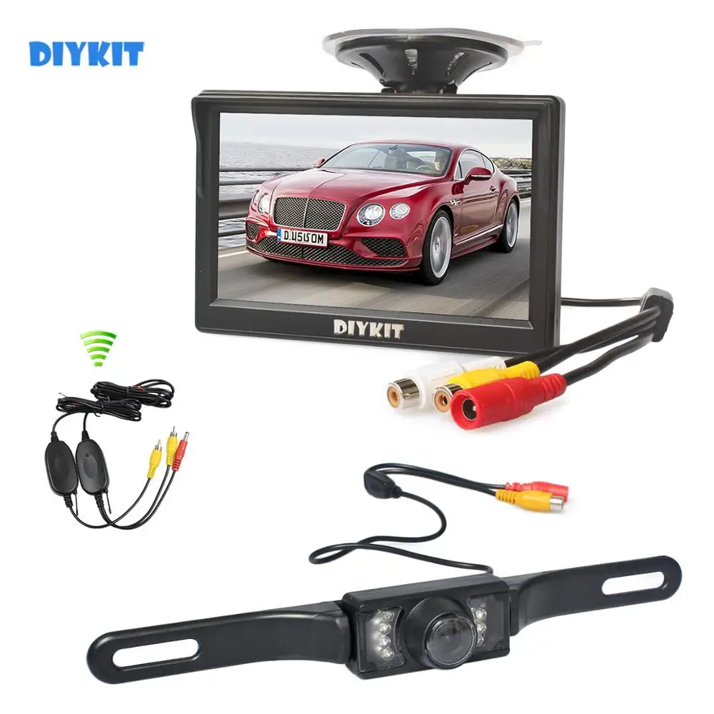 DIYKIT Wireless Car Van Truck Parking IR Night Vision Reversing Camera + 5 Inch Monitor Rear View Security System | Автомобили и