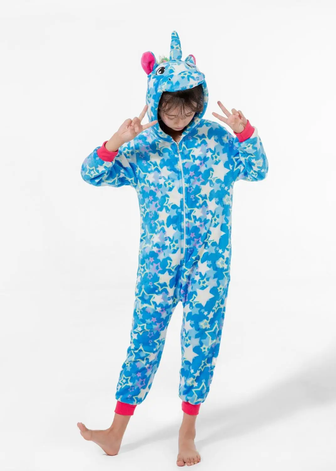 Новые пижамы Kigurumi stitch onesies Рождественская детская зимняя одежда для сна с рисунком животных детские пижамы, белье для детей с капюшоном - Цвет: As shown