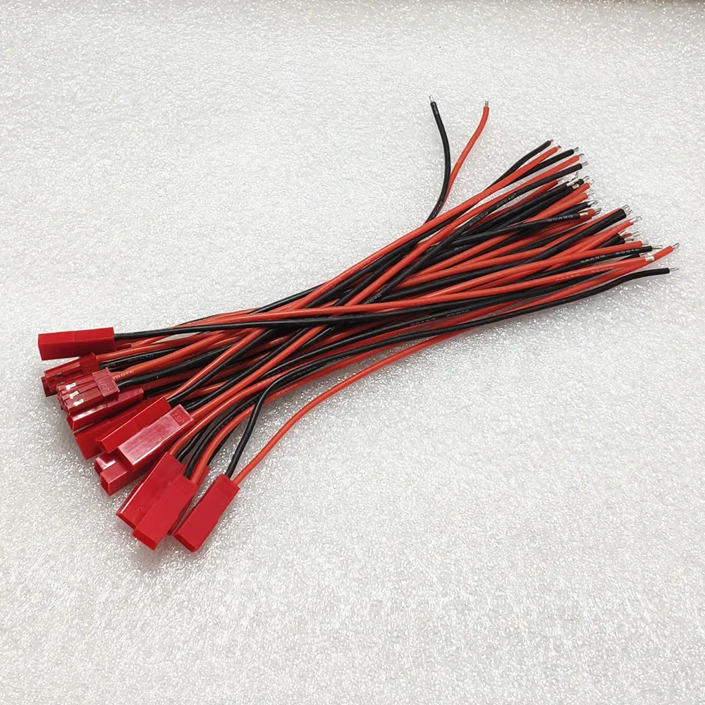 10 пар 10/15/30 см 2-контактный разъем JST 22AWG силиконовый провод кабель питания