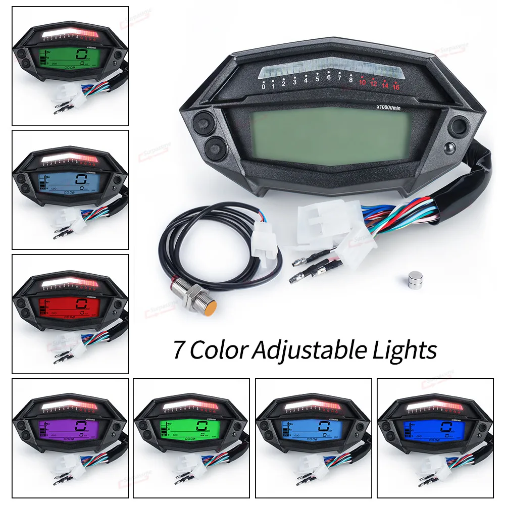

For Kawasaki Z1000 Z 1000 Accessories Motorcycle Speedometer LED LCD Digital Tachometer Backlight 7 Color Adjustable Odometer