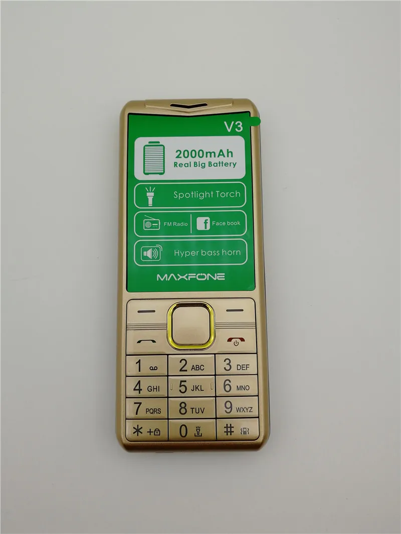 Кнопочный мобильный телефон, 1,77 дюймов, 2000 мА/ч, две sim-камеры, Bluetooth, большой динамик-фонарик, fm-радио, сотовый телефон для пожилых людей, Maxfone V3