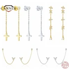 Автоклав 2021 новый 925 стерлингового серебра CZ циркон крест, серьги со шпилькой, для женщин, пирсинг цепь серьги на Ушную раковину с пряжкой ювелирные изделия: модные серьги в форме