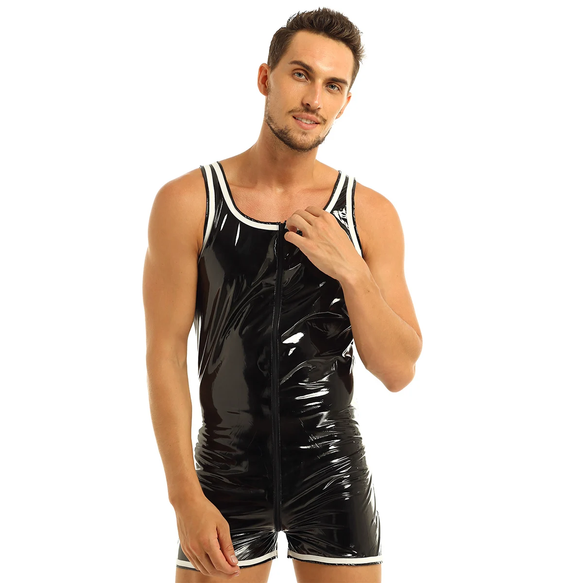 Мужское нижнее белье латексное боди соблазнительный костюм кошка