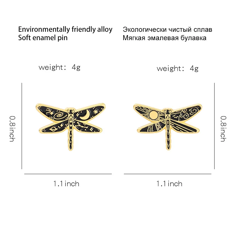 

Cute Metal Badge Jewelry Gift for Friends Mini Dragonfly Enamel Pins Sun Moon Insect Brooches Backpacks Clothes Lapel Pin