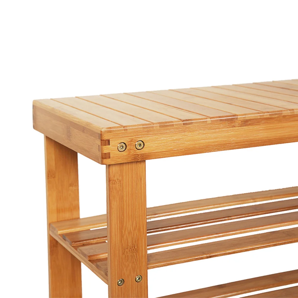 

1pc 90cm Strip Pattern Tiers Bamboo Stool Shoe Rack Durable Creative Useful Shoe Holder for Indoor