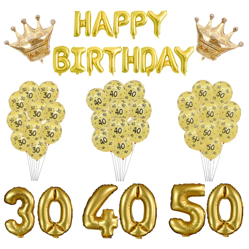 Воздушные шары Chicinlife 30/40/50/60 лет декор для взрослых на день рождения 30/40-й/50-й/60-й