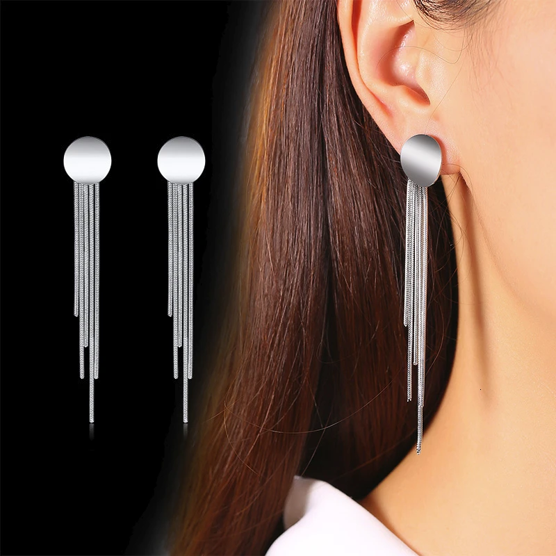 Женские Висячие серьги Vnox элегантные висячие из нержавеющей стали с кисточками