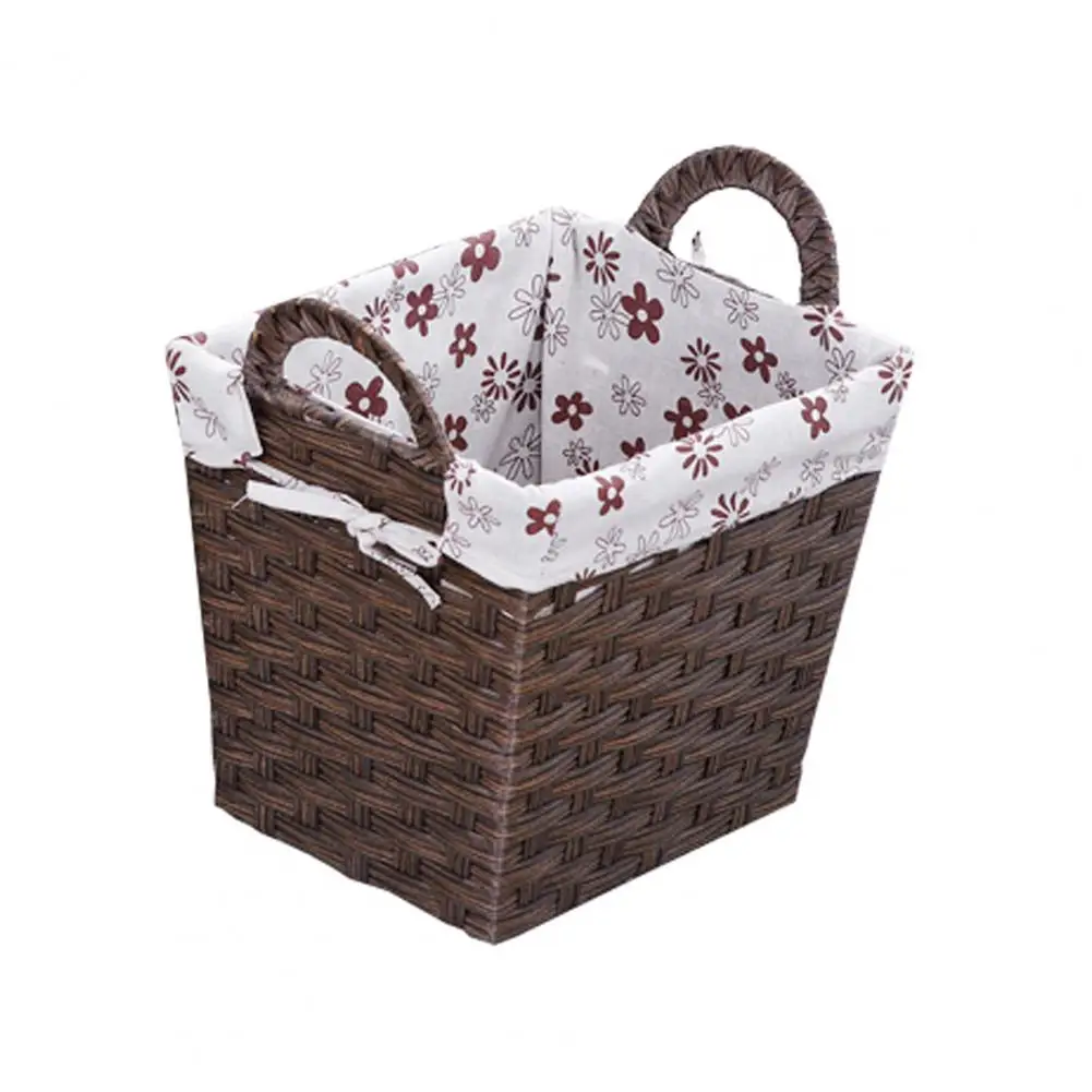 

Good Sundries Box Dual Handle Rattan Organizer Basket Clothes Toys Sundries Handmade Organizer Box