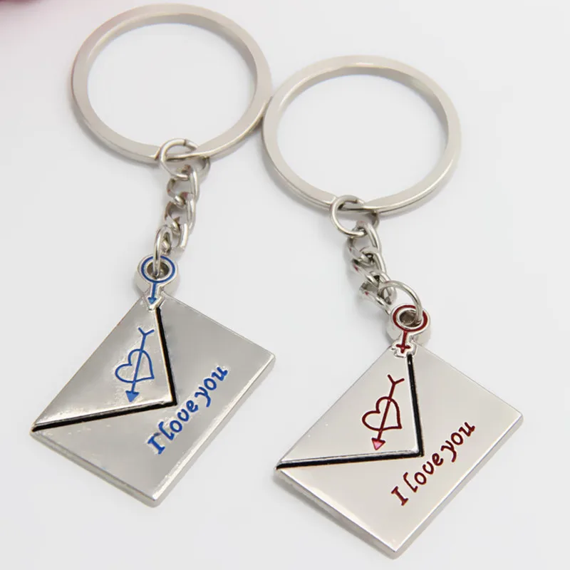 Envelope keychain 2 шт., подарок на день Святого Валентина, брелок «I LOVE YOU», свадебные подарки для гостей, подарок подружки невесты, брелок для ключей, вечерние сувениры, Подарочные принадлежности - Цвет: Envelope keychain