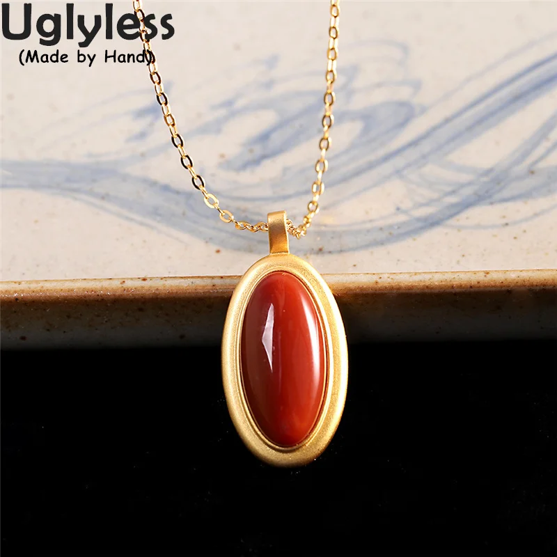 

Uglyless Simple Beautiful Blank Gemstones Pendants for Women Oval Natural Agate Necklaces NO Chain Real 925 Silver Vogue Jewelry