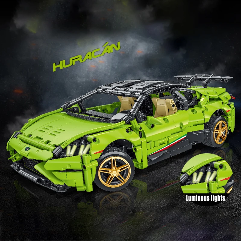 

Технический Супер спортивный автомобиль Lamborghinied Huracan Модель Кирпичи MOC креативный скоростной автомобиль строительные блоки игрушки для дет...