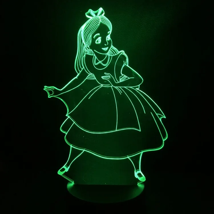 Модный Алиса в стране чудес СВЕТОДИОДНЫЙ Ночник светильник RGB лампа для детей