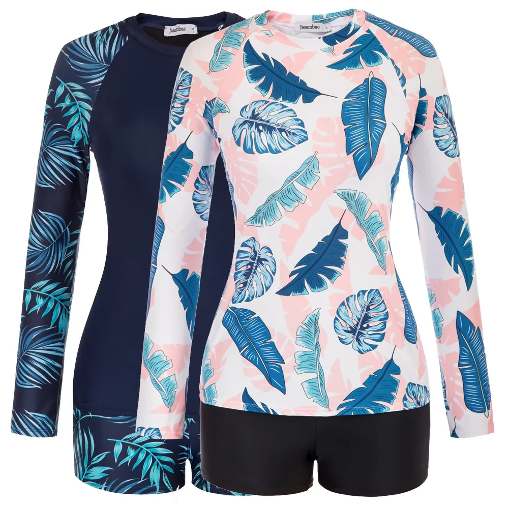 

Print Floral Female Swimsuit Long Sleeve Swimwear Women Padded Tops+Briefs Bathing Suit Surfing Swim Suits