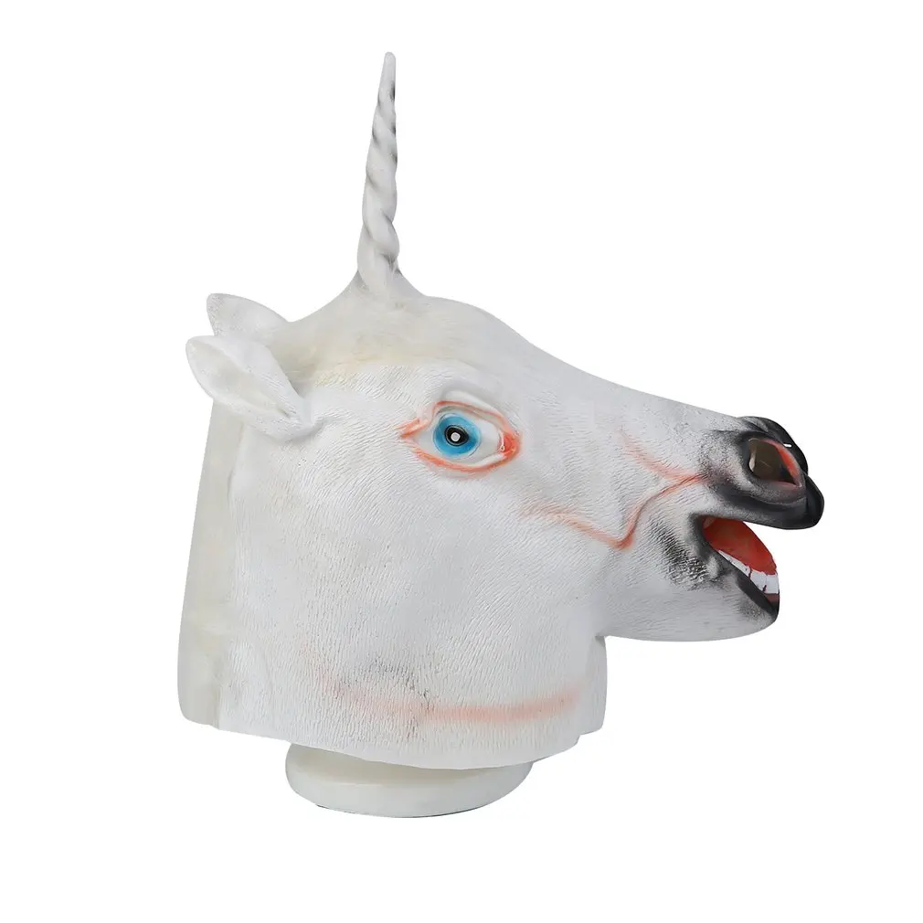 2018 популярный Хэллоуин Смешной Белый Единорог Лошадь Маска для вечеринок