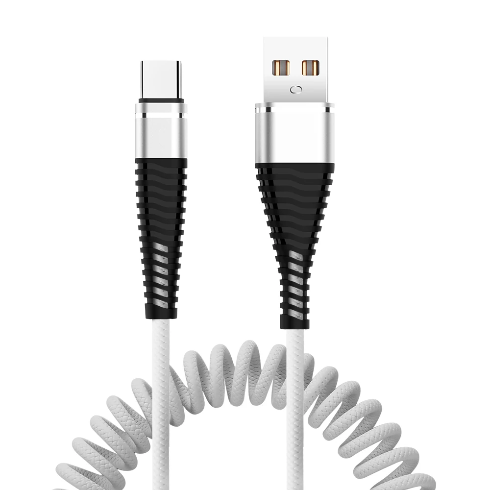 Слоновая кость Robotsky пружинный USB кабель type-C для быстрой зарядки и синхронизации данных пружинный USB кабель для зарядки XiaoMi huawei Letv samsung Micro USB - Цвет: Слоновая кость