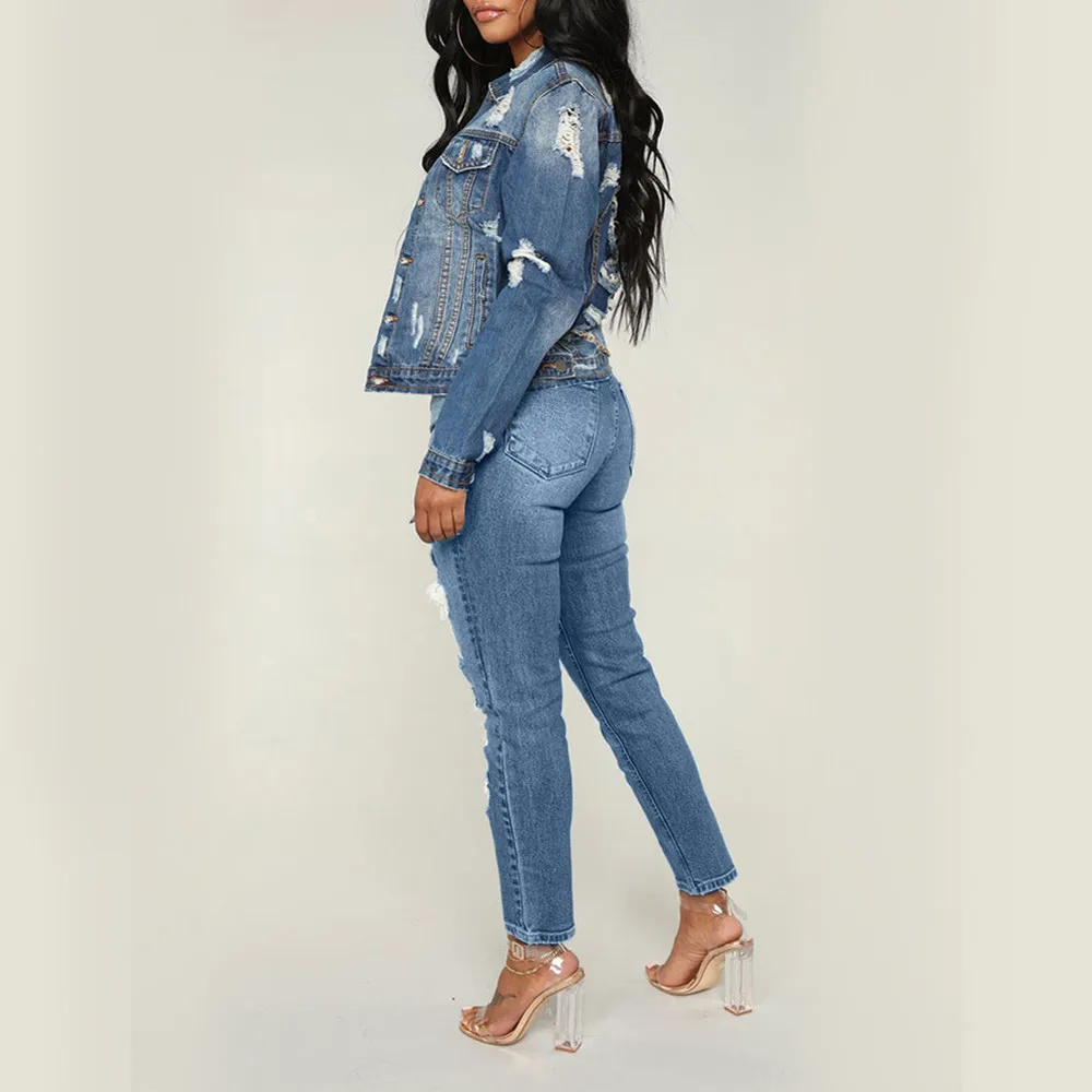 JAYCOSIN Women Clothes Jeans Sexy Skinny Elastic Denim Trousers For Girls Casual Hole Ripped Distressed Pencil Femme 2020 | Женская