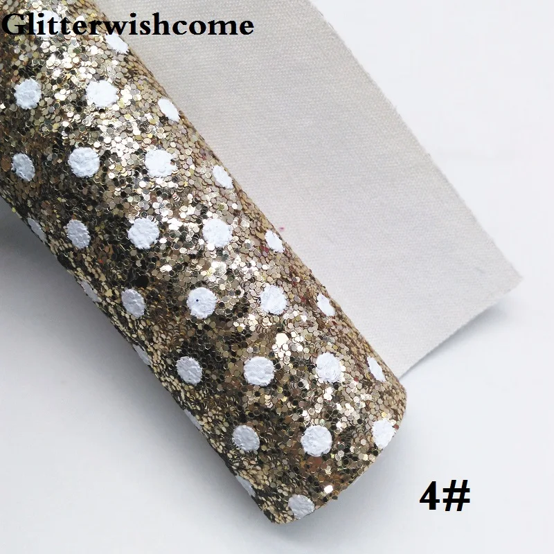 4 Glitterwishcome 21X29 см A4 размер винил для бантов Печатный горошек массивный блеск кожа ткань винил для бантов, GM192A - Цвет: 4