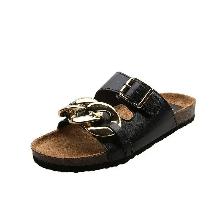 

Beach Shoes Womens Slippers Outdoor Low Luxury Slides Platform Sabot Soft Flat Summer Designer Rubber Basic Chain Fabric PU