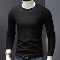 autumn black o neck sweater men fashion slim fit pullover mens solid color oversized knitted sweaters