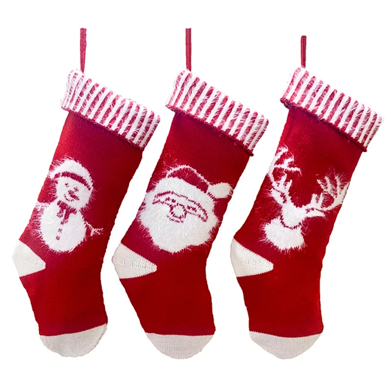 

Christmas Stocking, 3 Pack Xmas Fireplace Socks Candy Gift Bag Christmas Tree Hanging Ornaments Decoration