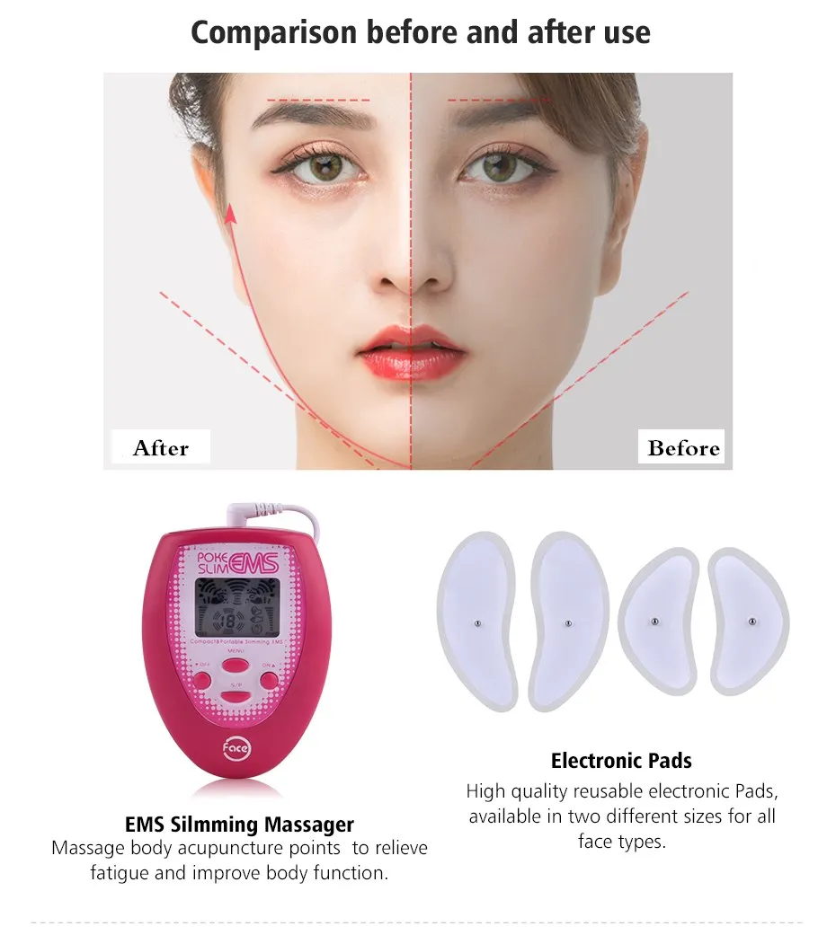 Newest Electric Slimming Facial Massager | V-Face Trainer Jaw Exerciser | EMS Face & Body Pulse Muscle Stimulator with Electrode Pads image 5