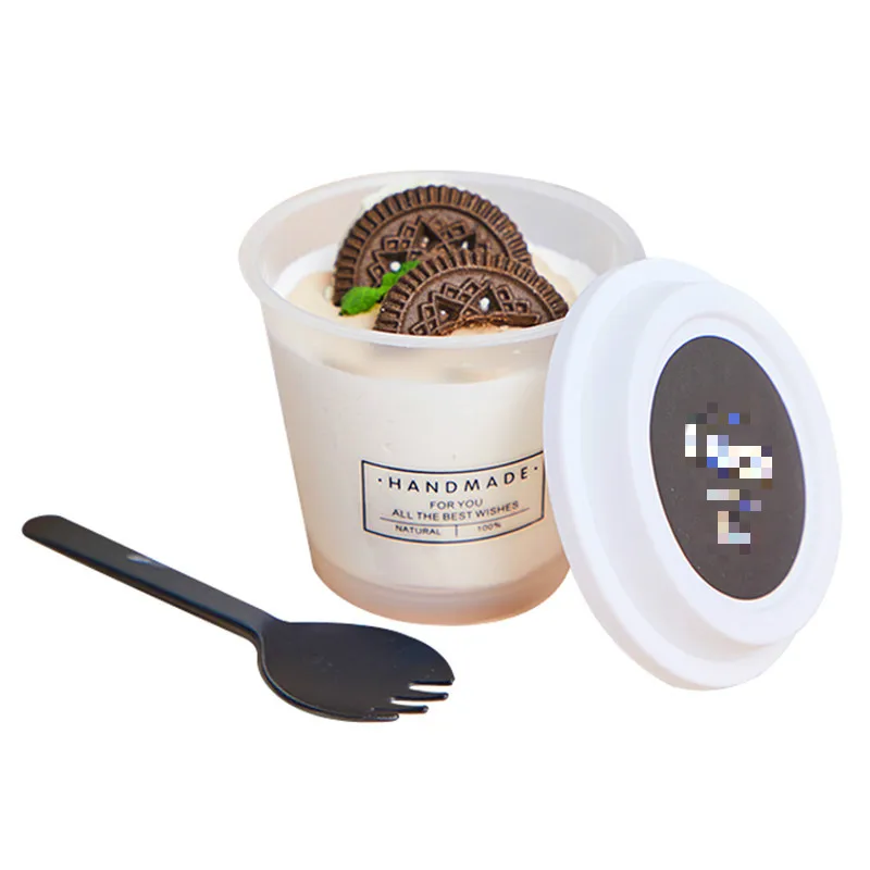 

20pcs Net red ice cream cup mousse cake pastry plastic cups 200ml packaging chesse pudding jelly yogurt dessert cups with lids
