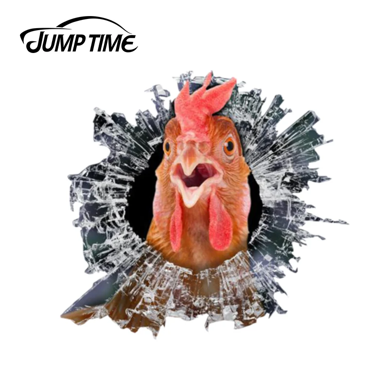 Jump Time 13cm x 12.2cm 3D chicken Reflective Stickers Window Decal Glass Slag Waterproof Car Styling Bird Decals |