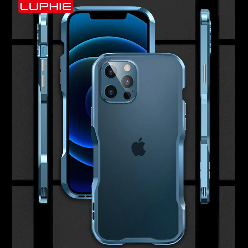 

Luphie для iPhone 12 11 Pro Max mini 7 8 Plus XR X XS MAX противоударный бронированный металлический бампер с изолированным алюминиевым чехлом