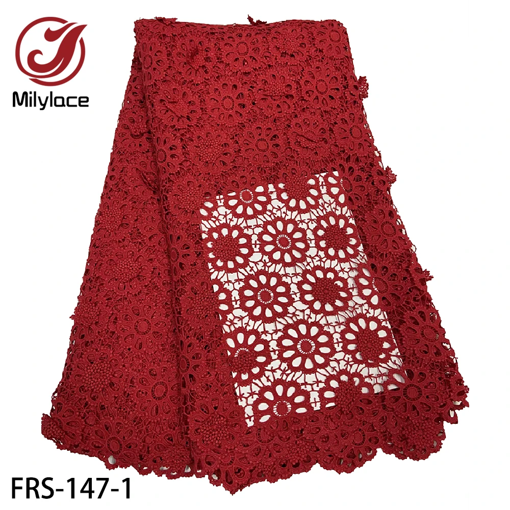 

Milylace New Arrival African Lace Fabrics High Quality 3d Flower Embroidered Cord Lace Guipure Lace Fabric for Women FRS-147