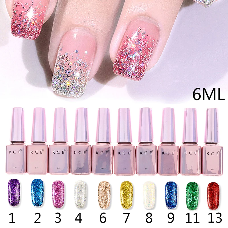 

6Ml Bright Shiny Nail Polish Nails Shiny Glitter Sequins Uv Gel Varnish Rainbow