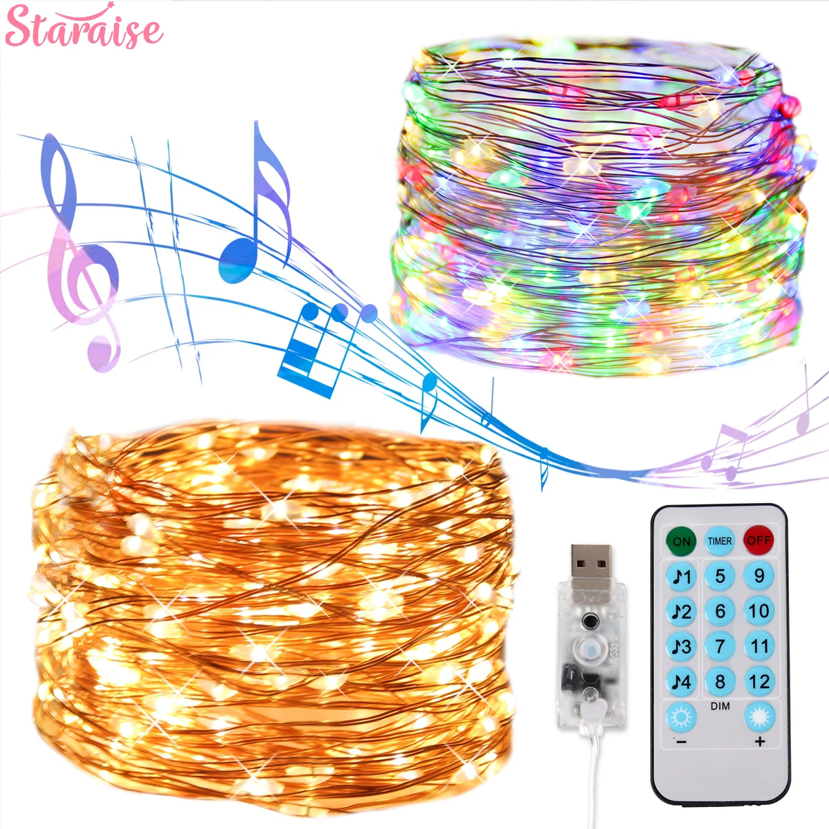 Staraise 5/10 м USB Звуковая активация светодиодный музыкальный строка блок управления