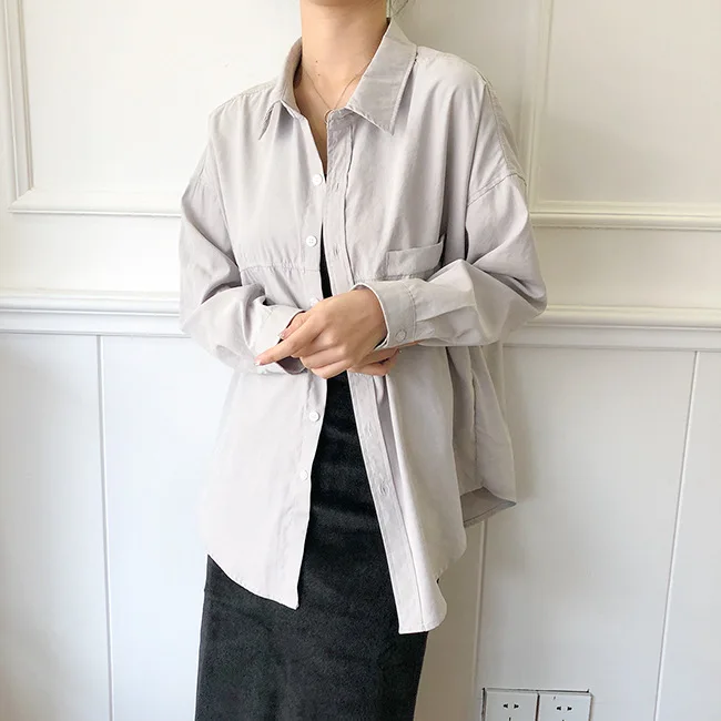 2020 Весенняя женская хлопковая блузка корейский стиль длинный рукав Женские топы