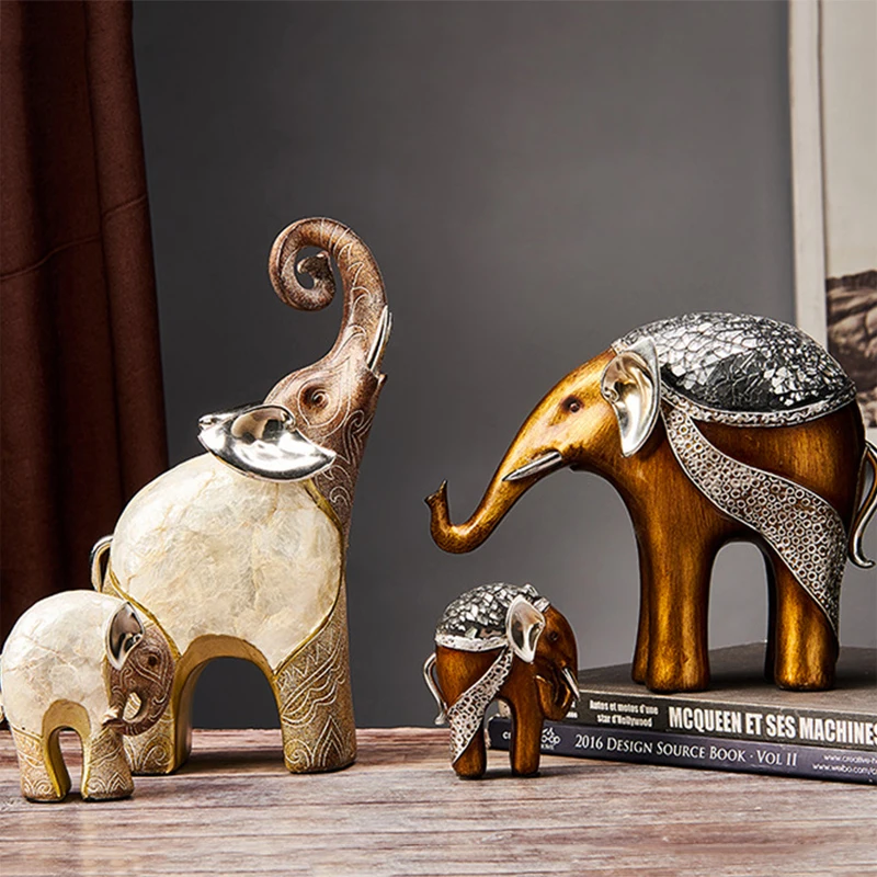 Креативное украшение в виде слона из смолы роскошная скульптура стиле ретро