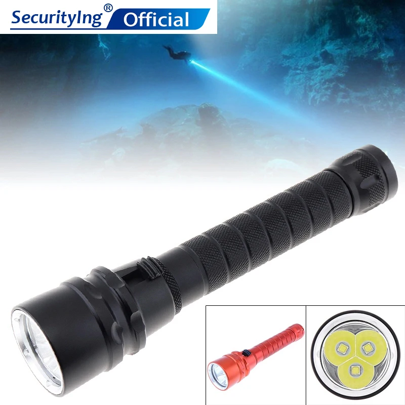 

SecurityIng Scuba Light Lantern Portable 8000 Lumens 3 XM-L2 Dive Torch 200M Underwater Waterproof Powerful Diving Flashlight