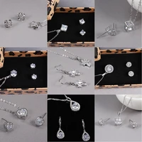 bridal jewelry set cubic zircon earrings and chain pendant necklace combination set for women popular jewelry anniversary gifts