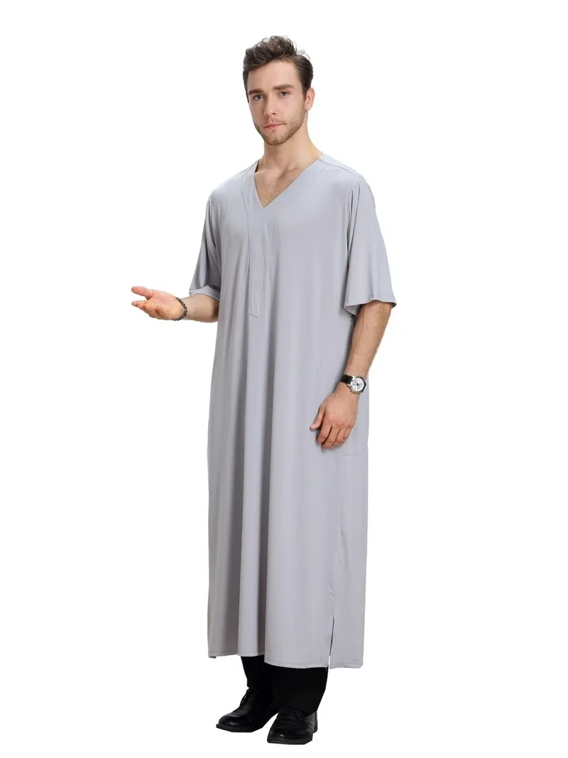 Мужская рубашка с коротким рукавом мусульманская v-образным вырезом Kleding Mannen XL |