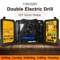 110v220v double mini drill rotary tool set grinding machine electric drill grinder engraving pen grinder with dremel accessorie