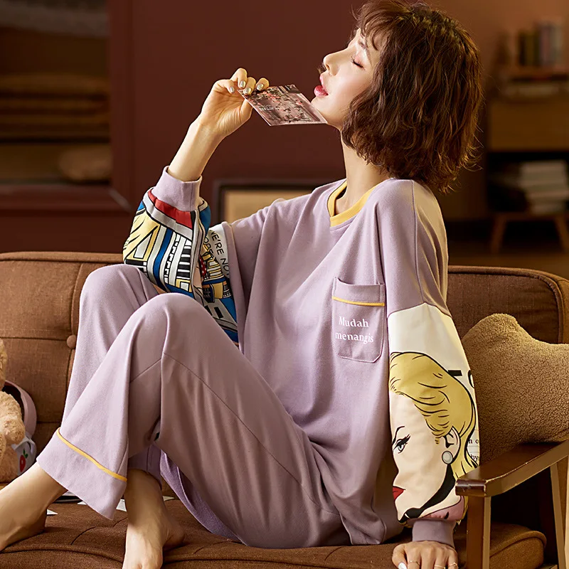 

Night Suits for Women Couple Pajamas Set Pijama Feminino Inverno Cotton Long Sleeve Pyjamas Femme Huispak Vrouwen Lovers Clothes