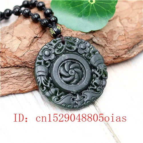 Натуральный черный зеленый китайский нефритовый цветок ожерельлье из бисера
