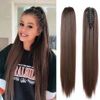 azqueen 22 long straight synthetic hair claw ponytail false hair on claw clip tail house ponytail tail hair