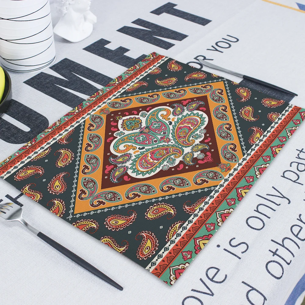 Квадратные столовые приборы в стиле бохо абстрактные геометрические