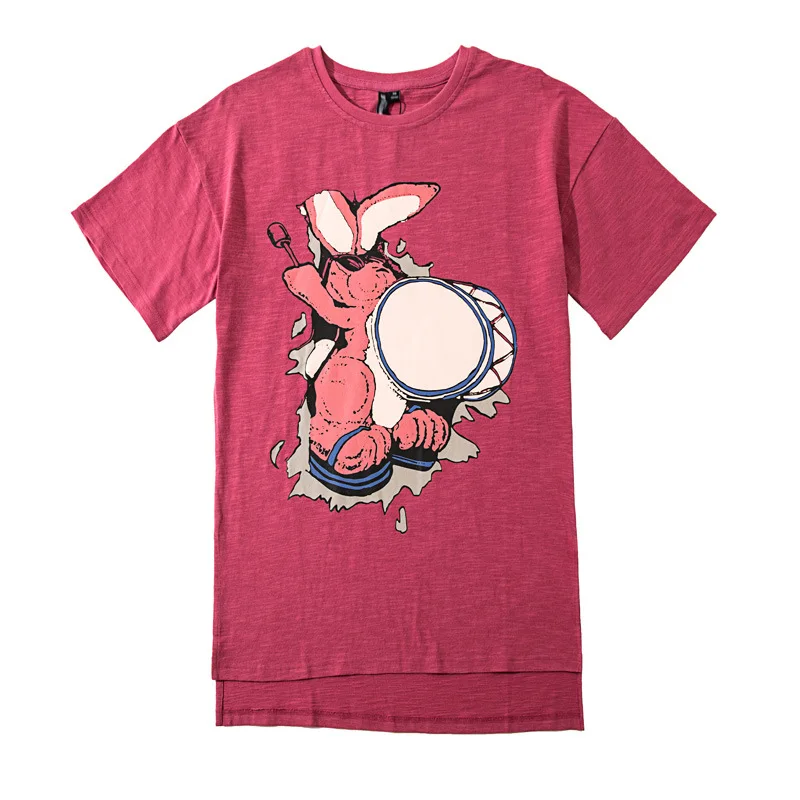 

2020 Summer Short Sleeve O-Neck T-Shirt Sexy Loose Pullover Tunic Tops Solid Color Casual Streetwear