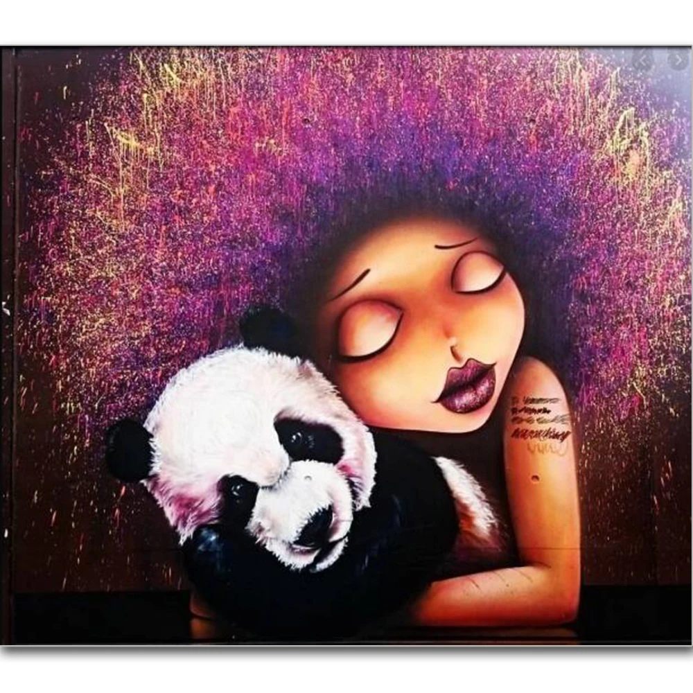 Алмазная живопись сделай сам 5D африканская девушка и панда граффити искусство