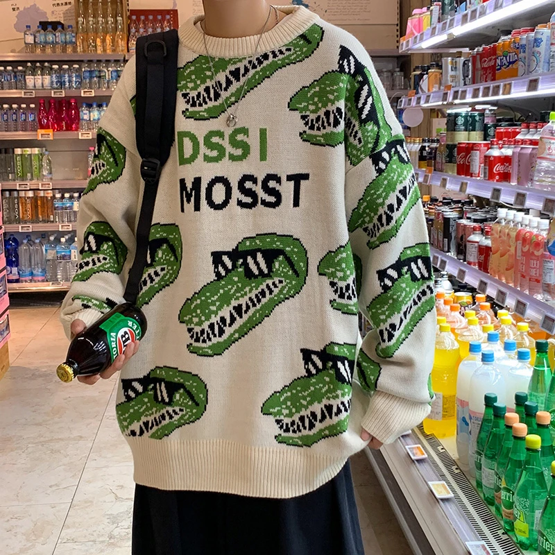 

FAKUNTN Women Sweater New Autumn Streetwear Hip Hop Baggy Pullover Blouse Goth Jersey Cool Crocodile Knit Pull Femme Jumpe