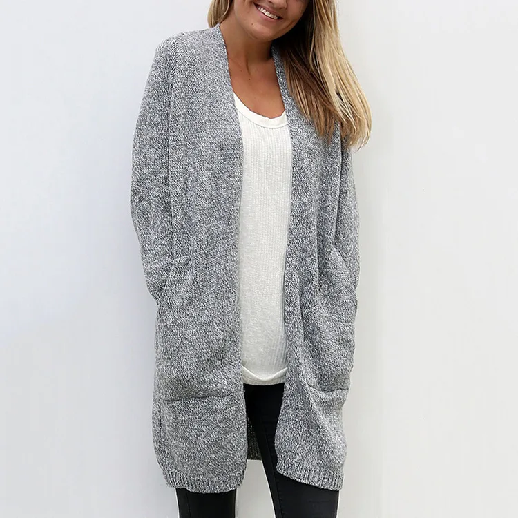 

New Products for Autumn and Winter In Europe and America Women's Sweaters Loose Diagonal Pockets Long Knitted Cardigan Sweater