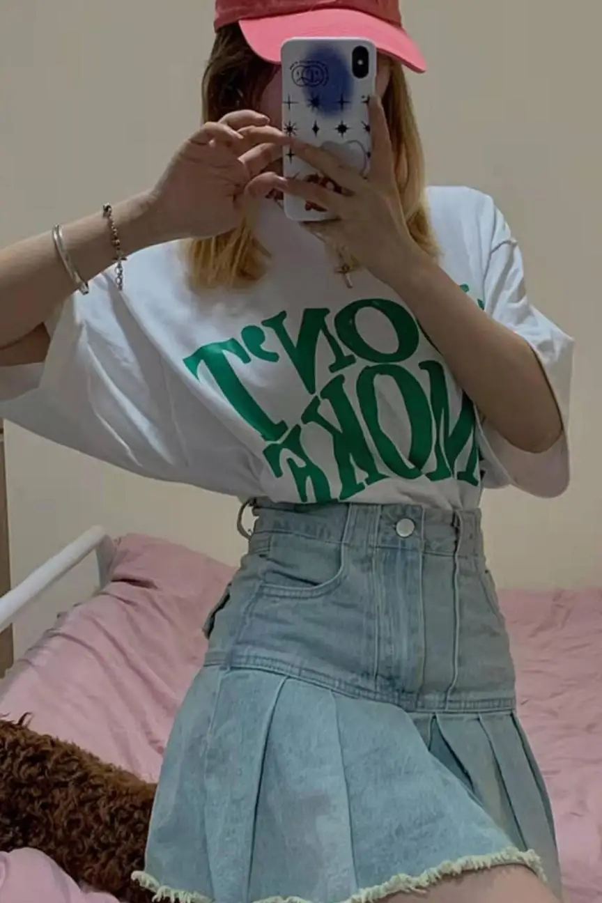 4 Sizes M-2xl Casual Loose All Match Simple Letter Printed Summer Short Sleeve O-neck Women Regular Fresh Female Top T-shirts | Женская